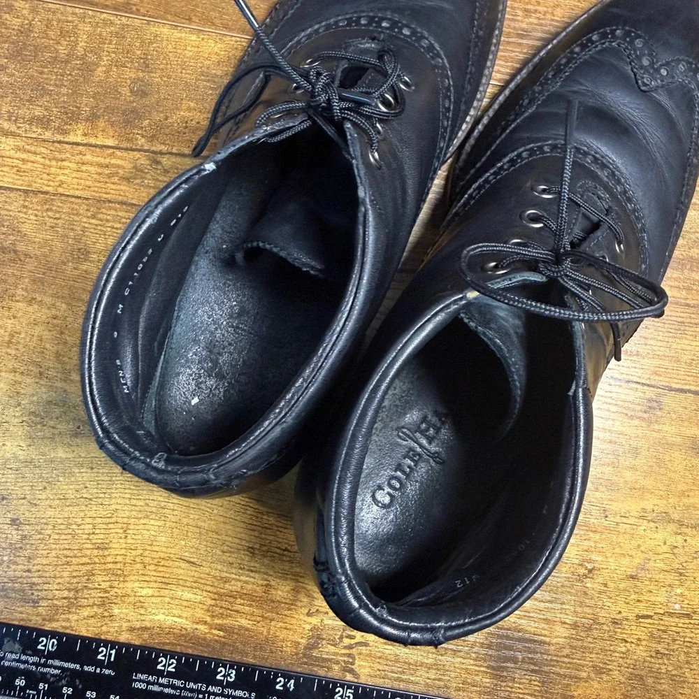 Cole Haan C11052 Black Leather Wingtip Brogue Dress Boots Mens 8 M
